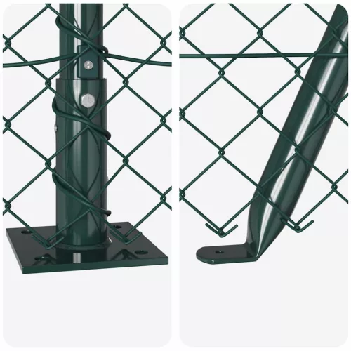 Lánckerítés oszlopokkal Zöld 0,6 x 25 m Acél