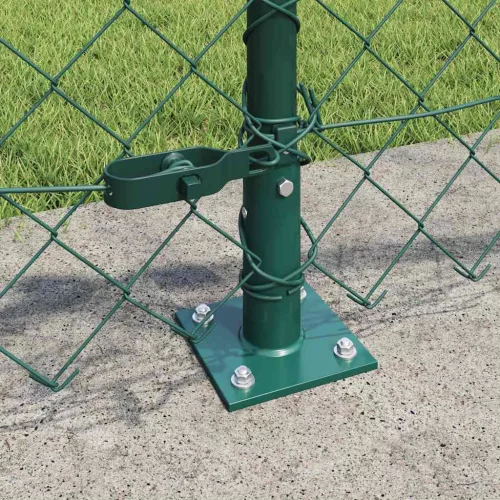 Lánckerítés oszlopokkal Zöld 0,4 x 25 m Acél