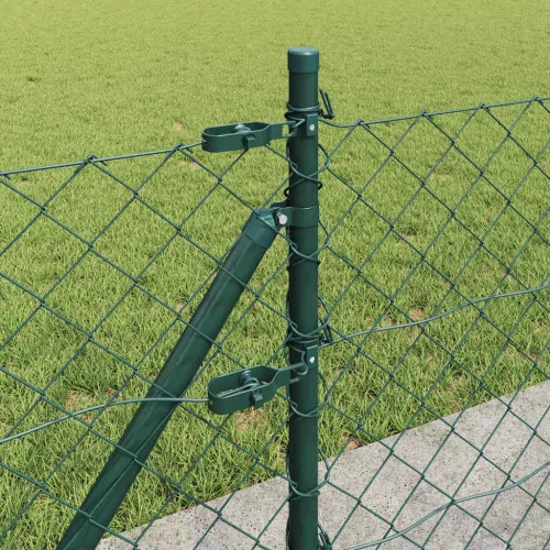 Lánckerítés oszlopokkal Zöld 0,4 x 25 m Acél