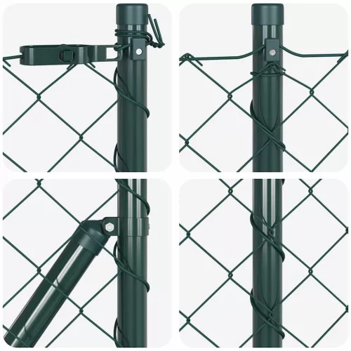 Lánckerítés oszlopokkal Zöld 0,4 x 25 m Acél