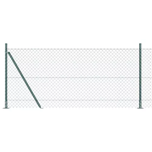 Lánckerítés oszlopokkal Zöld 0.8 x 25 m Acél