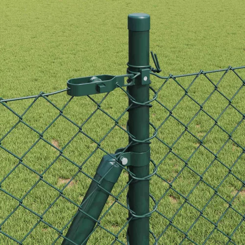 Lánckerítés oszlopokkal Zöld 0.8 x 25 m Acél