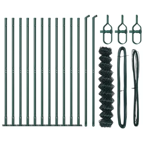 Lánckerítés oszlopokkal Zöld 0.8 x 25 m Acél