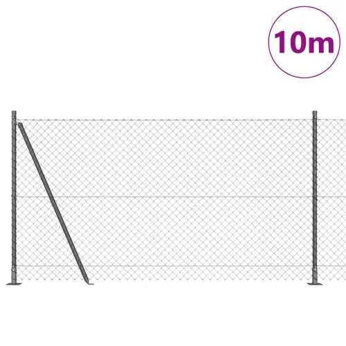 Lánckerítés oszlopokkal Szürke 1.2 x 10 m Acél