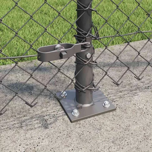 Lánckerítés oszlopokkal Szürke 1.2 x 10 m Acél