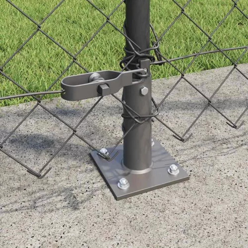 Lánckerítés oszlopokkal Szürke 1.2 x 10 m Acél