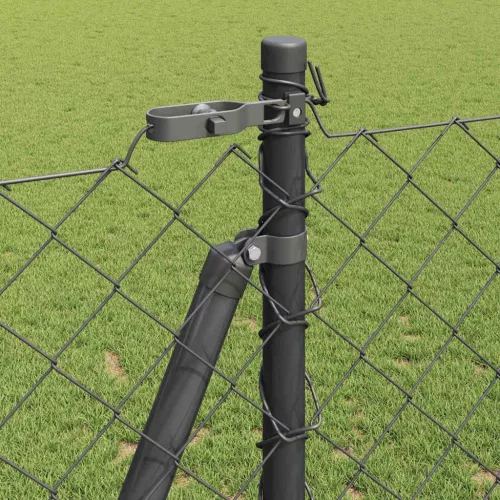 Lánckerítés oszlopokkal Szürke 1.2 x 10 m Acél