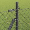 Lánckerítés oszlopokkal Szürke 1 x 25 m Acél
