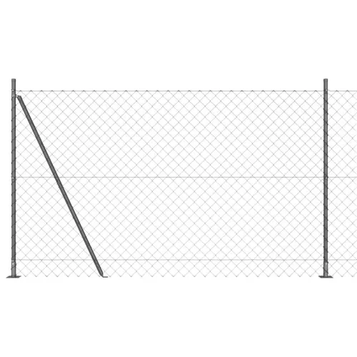 Lánckerítés oszlopokkal Szürke 1.4 x 25 m Acél