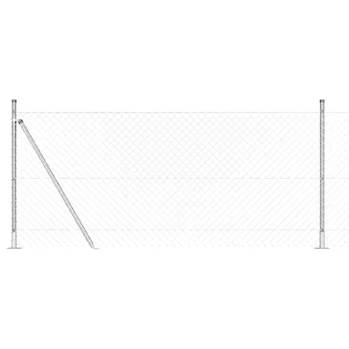 Lánckerítés oszlopokkal Ezüst 1 x 10 m Acél