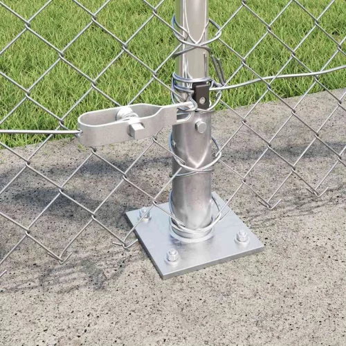Lánckerítés oszlopokkal Ezüst 1 x 10 m Acél