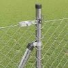 Lánckerítés oszlopokkal Ezüst 1 x 10 m Acél