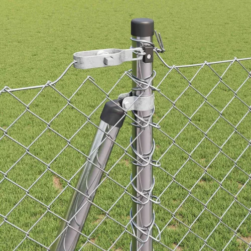 Lánckerítés oszlopokkal Ezüst 1.2 x 10 m Acél