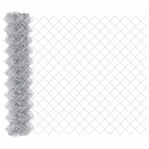 Lánckerítés oszlopokkal Ezüst 1.2 x 10 m Acél