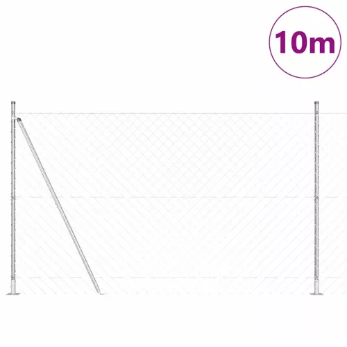 Lánckerítés oszlopokkal Ezüst 1.4 x 10 m Acél