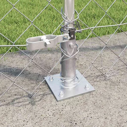 Lánckerítés oszlopokkal Ezüst 1.4 x 10 m Acél