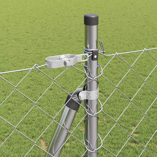 Lánckerítés oszlopokkal Ezüst 1.4 x 10 m Acél