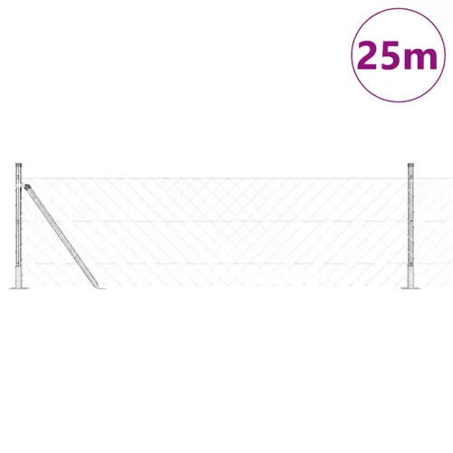 Lánckerítés oszlopokkal Ezüst 0,4 x 25 m Acél