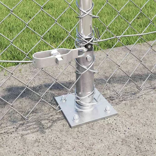 Lánckerítés oszlopokkal Ezüst 0,4 x 25 m Acél