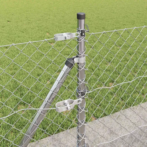 Lánckerítés oszlopokkal Ezüst 0,4 x 25 m Acél