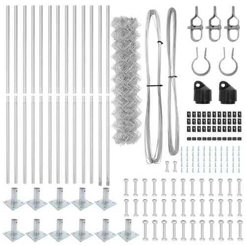 Lánckerítés oszlopokkal Ezüst 1.2 x 25 m Acél