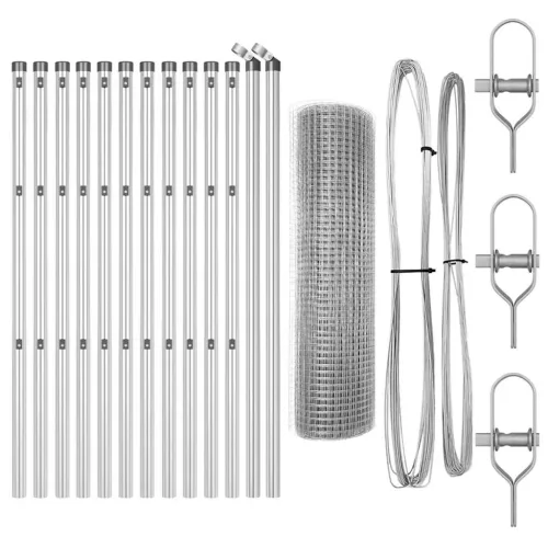 Kerítés oszlopokkal Ezüst 0.5 x 25 m Acél