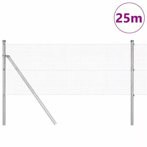 Kerítés oszlopokkal Ezüst 0.8 x 25 m Acél