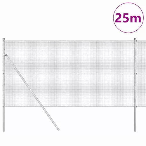 Kerítés oszlopokkal Ezüst 1.4 x 25 m Acél