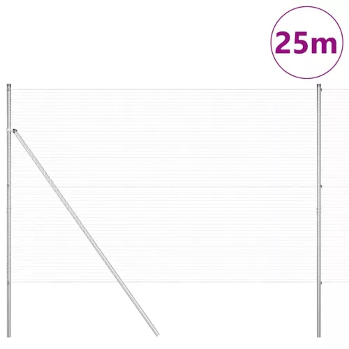 Kerítés oszlopokkal Ezüst 1.5 x 25 m Acél