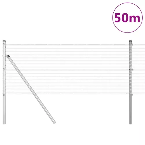 Kerítés oszlopokkal Ezüst 0.5 x 50 m Acél