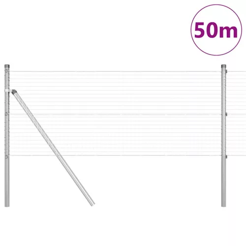 Kerítés oszlopokkal Ezüst 0.5 x 50 m Acél