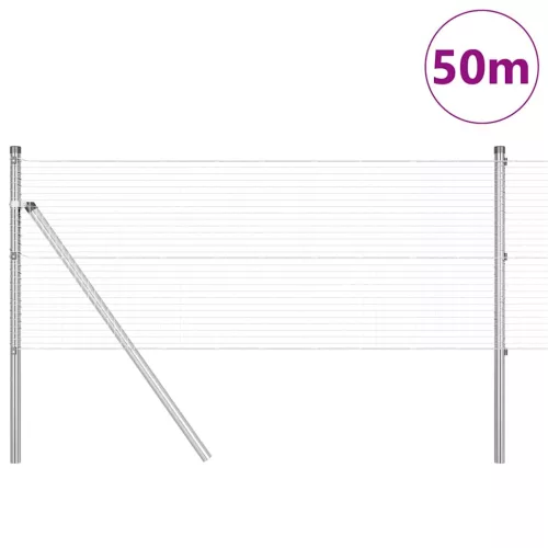 Kerítés oszlopokkal Ezüst 0.6 x 50 m Acél