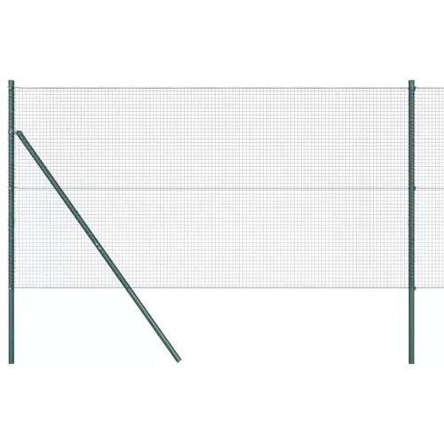 Kerítés oszlopokkal Zöld 1.2 x 10 m Acél