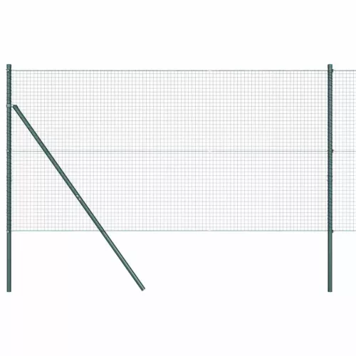 Kerítés oszlopokkal Zöld 1.2 x 10 m Acél