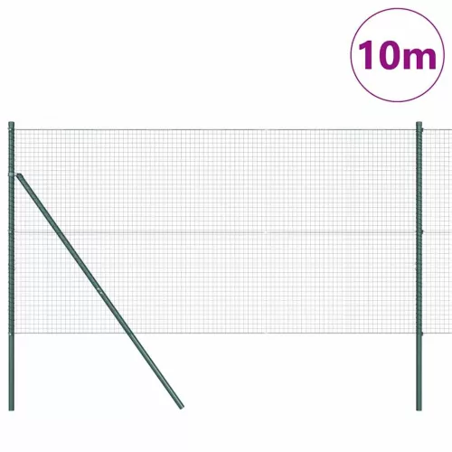 Kerítés oszlopokkal Zöld 1.2 x 10 m Acél