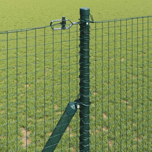 Kerítés oszlopokkal Zöld 1.4 x 10 m Acél
