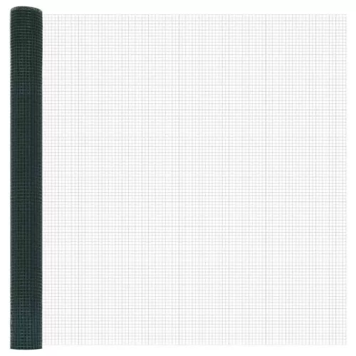 Kerítés oszlopokkal Zöld 1.5 x 10 m Acél
