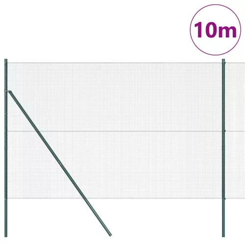 Kerítés oszlopokkal Zöld 1.6 x 10 m Acél