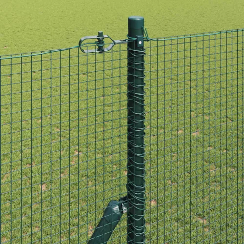 Kerítés oszlopokkal Zöld 1.6 x 10 m Acél