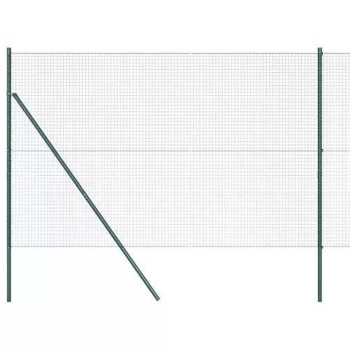 Kerítés oszlopokkal Zöld 1.6 x 10 m Acél