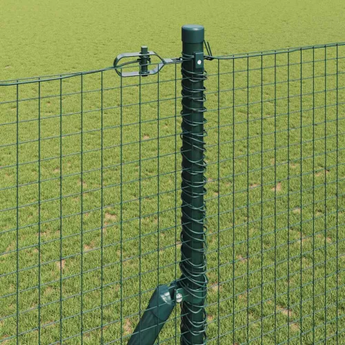 Kerítés oszlopokkal Zöld 1.6 x 10 m Acél
