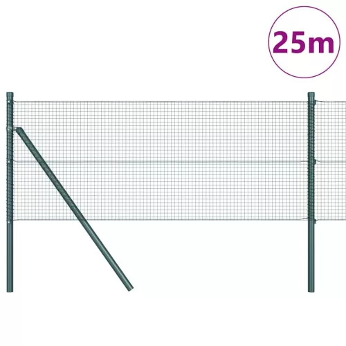 Kerítés oszlopokkal Zöld 0.8 x 25 m Acél
