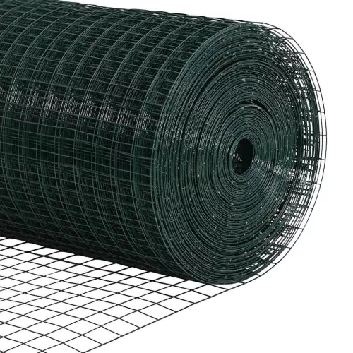 Kerítés oszlopokkal Zöld 0.8 x 25 m Acél