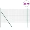 Kerítés oszlopokkal Zöld 1.4 x 25 m Acél