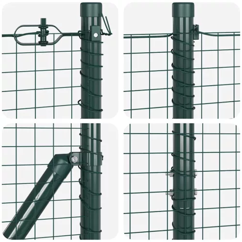 Kerítés oszlopokkal Zöld 1.5 x 25 m Acél