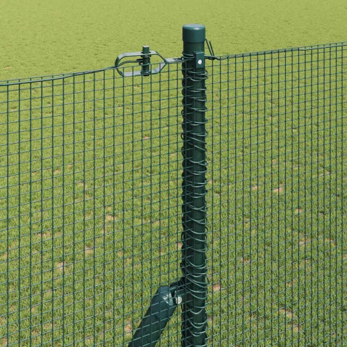Kerítés oszlopokkal Zöld 1.6 x 25 m Acél