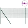 Kerítés oszlopokkal Zöld 0.5 x 50 m Acél