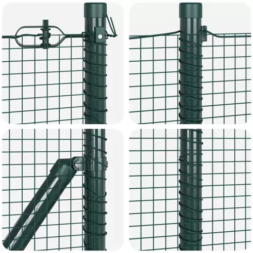 Kerítés oszlopokkal Zöld 0.5 x 50 m Acél