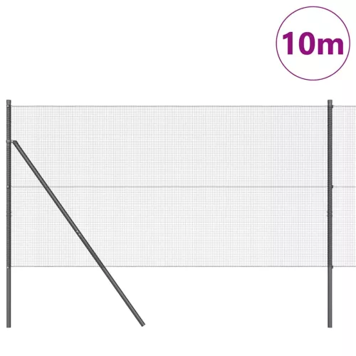 Kerítés oszlopokkal Szürke 1.4 x 10 m Acél