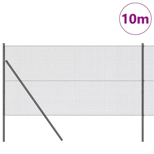 Kerítés oszlopokkal Szürke 1.4 x 10 m Acél